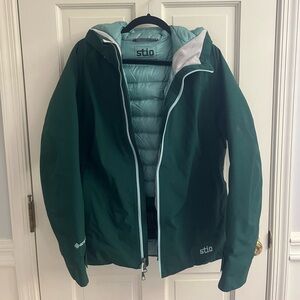 Stio Green Jacket with Light Blue Lining